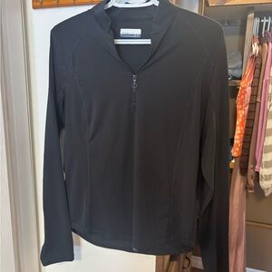 Black Quarter-Zip Long Sleeve Top